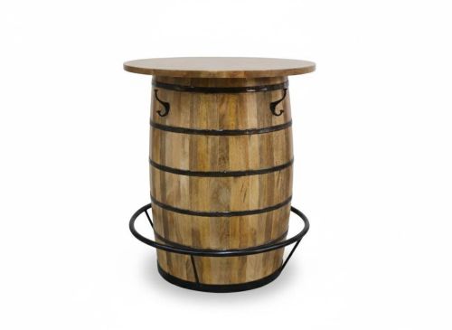 Mesa Bar Barril Estructura de Madera de Mango y Metal Industrial MB-227815