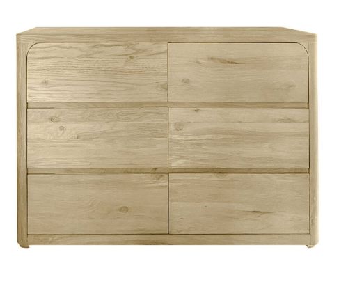 Cómoda Estructura de Madera de Pino Natural 120 cm 6 Cajones MB-227975