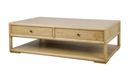 Mesa de Centro Estructura de Madera de Olmo con 2 Cajones MB-228433