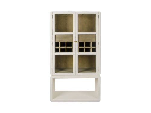Mueble Bar Estructura de Madera de Olmo con Cristal y Botellero MB-228435