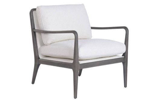 Butaca de Salón Tapizada en Bouclé Blanco y Haya MB-227188