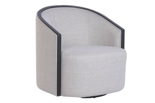 Butaca Giratoria en Madera de Arce Tapizada en Poliéster Beige