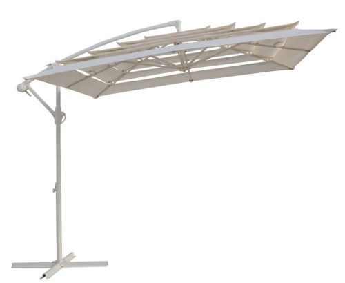 Parasol 250 cm color Blanco con Mástil de Acero y Base MB-224545