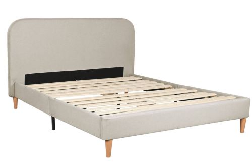 Cama Estructura Tapizada con Cabecero Acolchado en Poliéster Color Gris MB-222044