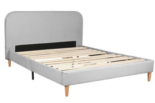 Cama Estructura Tapizada con Cabecero Acolchado en Poliéster Color Gris Oscuro MB-222046