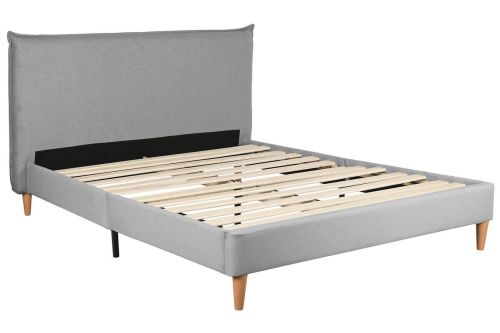 Cama Tapizada en Poliéster con Cabecero Gris MB-222040