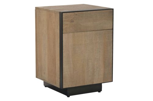 Mesita de Noche Estructura de Madera y Metal Estilo Industrial MB-221964