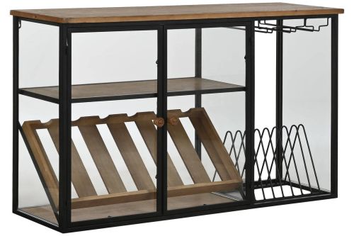 Botellero de Pared Estructura en Madera y Metal con Puertas de Cristal MB-215977
