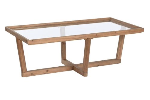 Mesa de Centro de Abeto con Tapa de Cristal Natural MB-209315