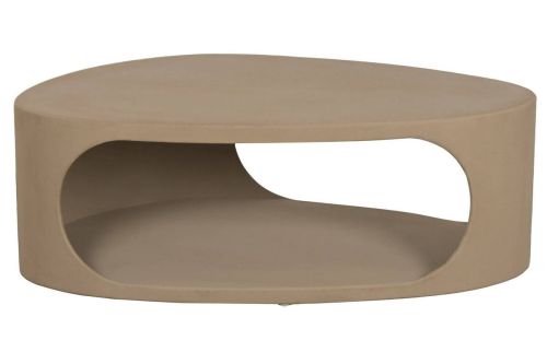 Mesa de Centro Estructura Ovalada de MDF en Color Arena Rugoso MB-227610