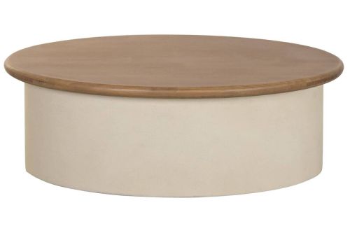 Mesa de Centro Estructura en MDF y Madera de Abeto Color Crema MB-227612