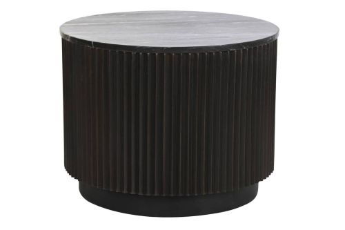 Mesa de Centro Estructura Redonda de Metal con Mármol Negro MB-201495