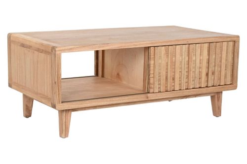 Mesa de Centro Estructura de Madera Mindi Natural con Puerta Corredera MB-221791