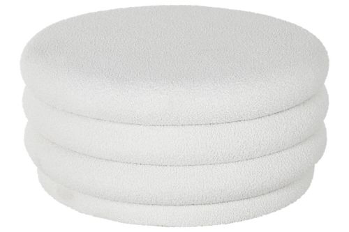 Mesa de Centro Estructura Redonda Tapizada en Poliéster Blanco con Baúl MB-217366