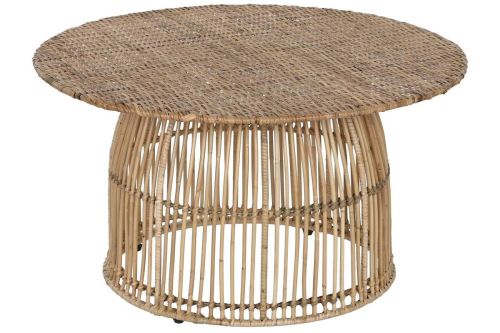 Mesa de Centro Estructura Redonda de Ratán Natural con Acero MB-215355