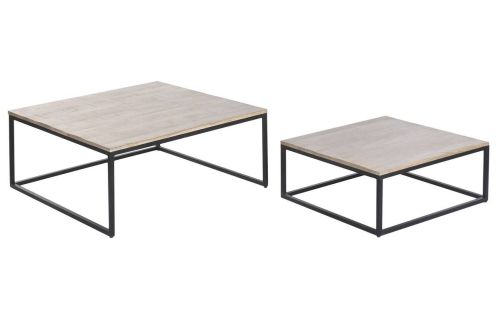 Mesa de Centro Nido Set de 2 Estructura en Madera de Mango y Metal MB-227809