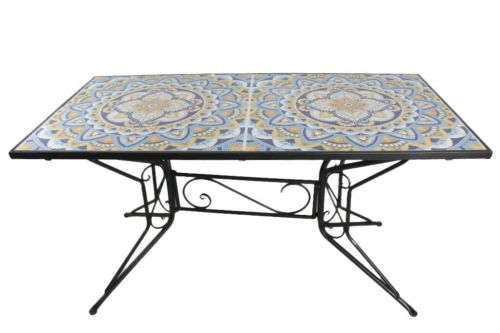 Mesa de Comedor Estructura de Forja con Cerámica Mosaico MB-224506