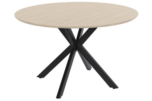 Mesa de Comedor Redonda en Roble Claro con Patas Metálicas MB-214483