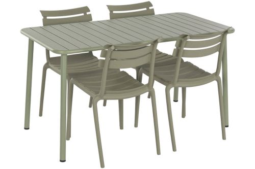 Conjunto de Comedor Exterior Acabado Verde Menta con 4 Sillas Apilables MB-224152