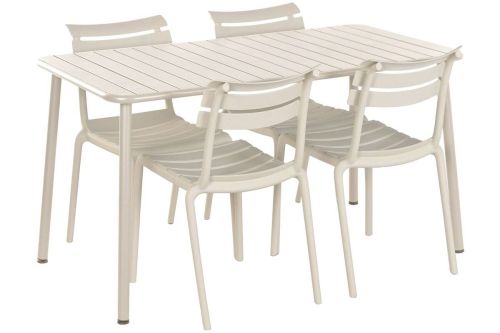 Conjunto de Comedor Exterior Acabado Crema con 4 Sillas Apilables MB-224154