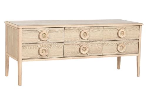 Mueble TV Estructura de Madera de Abeto con 6 Cajones Natural MB-219387