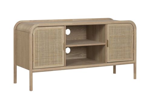 Mueble TV Estructura de Abeto y Ratán Natural con 2 Puertas MB-222240
