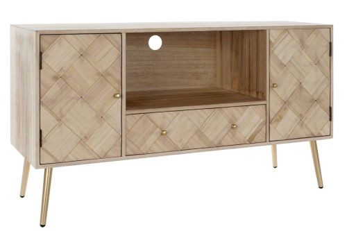 Mueble TV Estructura de Madera de Paulownia Natural con Patas Metálicas MB-176659