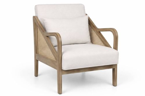 Butaca de Salón con Ratán Natural y Cojín Beige MB-227839