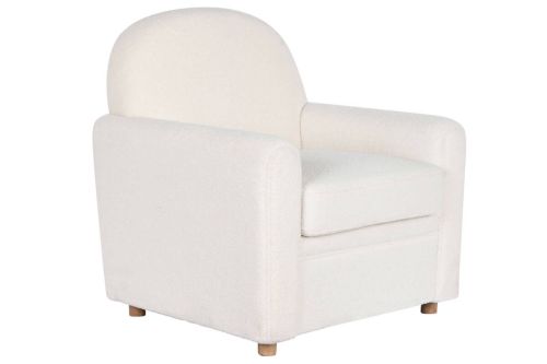 Butaca Tapizada en Borreguito Blanco y Madera MB-206607
