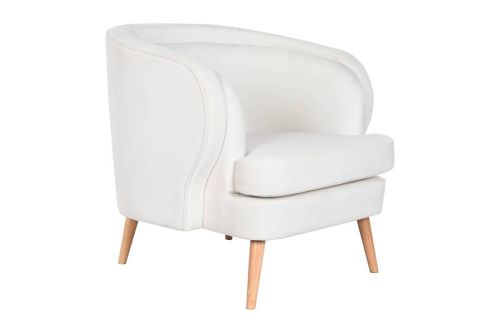 Butaca Tapizada en Poliéster Blanco y Madera MB-206609