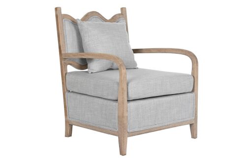 Sillón Tapizado Gris Claro con Estructura de Abeto MB-203397