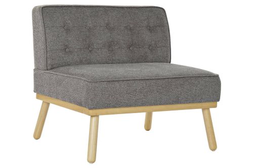 Sillón MB-192414 Tapizado en Lino Gris Oscuro con Capitoné