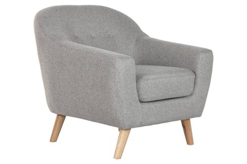 Sillón Estructura Tapizado en Poliéster Topo y Patas Rubberwood MB-221694