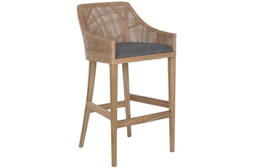 Taburete Alto con Ratán Trenzado y Madera de Mindi MB-228500