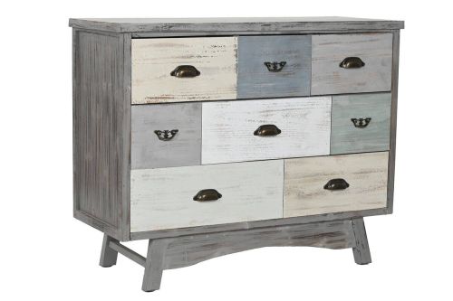 Cajonera Estructura de Madera de Abeto con 8 Cajones Gris Envejecido MB-217765