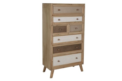 Cajonera Estructura de Madera de Abeto con 7 Cajones de Lino