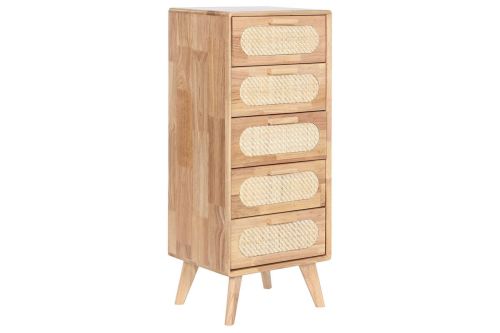 Cajonera Estructura de Madera Rubberwood con 5 Cajones de Ratán MB-212347