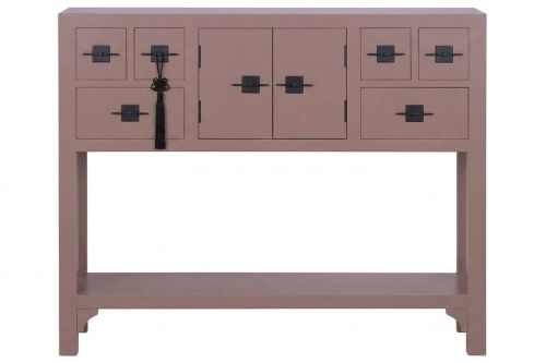 Consola Oriental Estructura de Madera de Abeto en Acabado Moca MB-230819