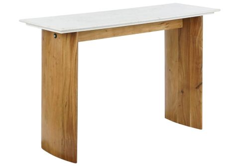Consola con Tablero de Mármol Blanco y Madera de Mango MB-208508