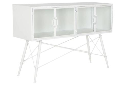 Consola Estructura de Metal Blanco con 4 Puertas de Cristal MB-208105