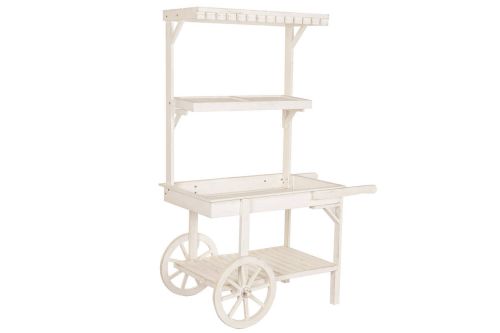 Expositor de Madera de 115 cm Blanco con Ruedas de Abeto MB-224502