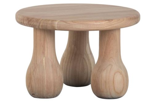 Mesa Auxiliar Estructura Redonda en Madera Mindi Natural MB-221796