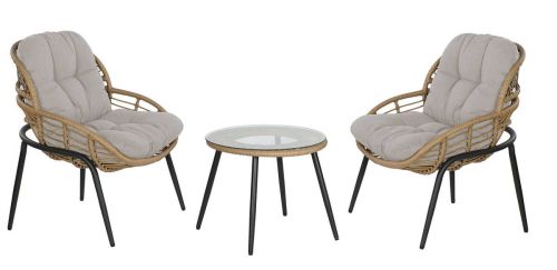Conjunto de Jardín con Ratán Sintético y Cristal MB-224634