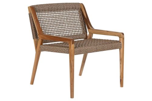 Silla Estructura de Madera Teca y Fibra Sintética Marrón MB-221572