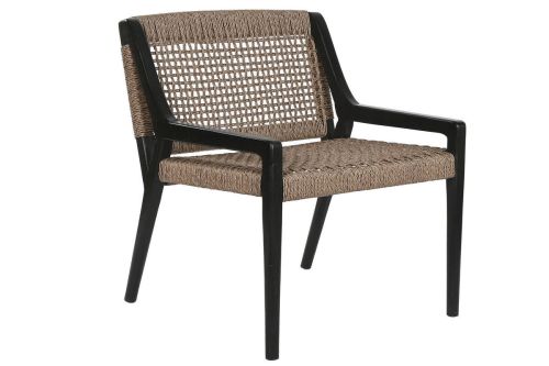 Silla Estructura de Madera Teca y Fibra Sintética Negra MB-221571