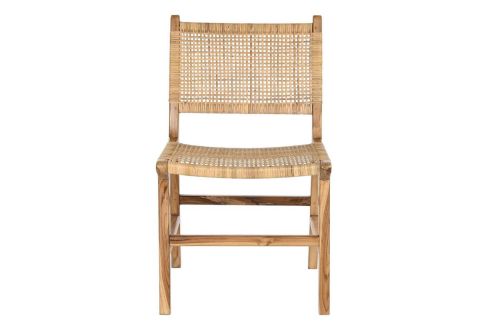 Silla de Comedor de Ratán y Madera de Teca Marrón Claro MB-199294