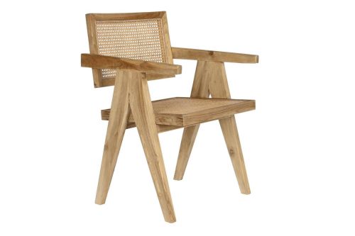 Silla de MaderaTeca y Ratán Natural MB-199291