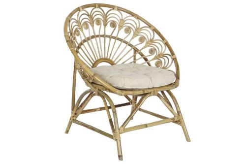 Sillón Estructura de Ratán Natural con Cojín Acolchado MB-207722
