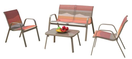 Conjunto de Jardín SUNSET de 4 Piezas en Acero y Poliéster MB-224530
