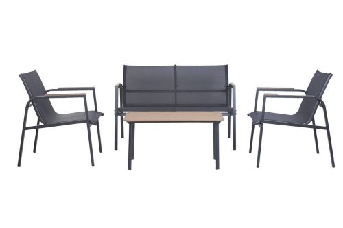 Conjunto de Jardín en Acero y Textilene Efecto Madera MB-224528